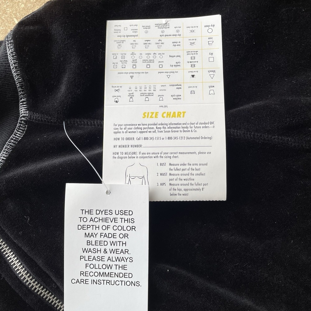Velvet Velour Black Track Suit Top Jacket | Women's Size Small Y2K Style QVC - Picture 7 of 11